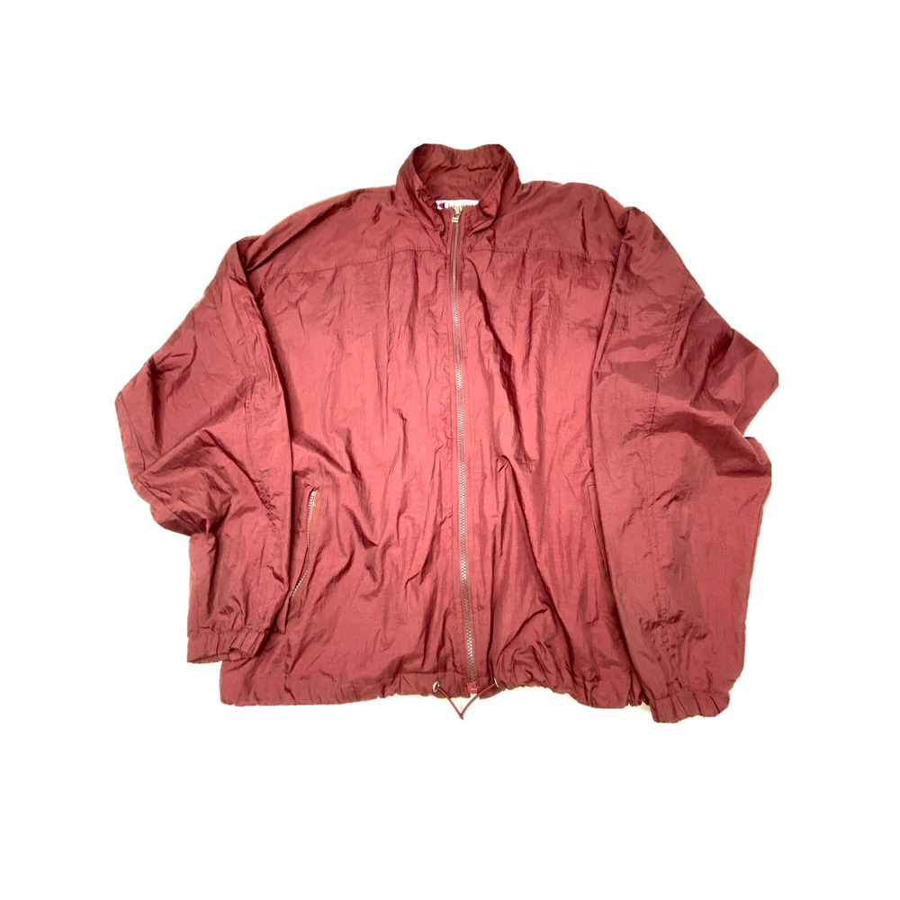 Champion Womens Burgundy Nylon Windbreaker Jacket Full Zip Maroon Large RN26094